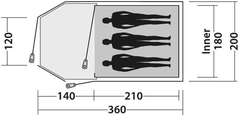 Easy Camp Eclipse 300 Tunneltent - 3 Persoons - Groen 5 Easy Camp Eclipse 300 Tunneltent - 3 Persoons - Groen - Afbeelding 5