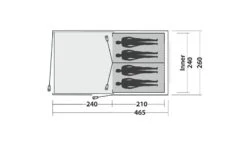 Easy Camp Galaxy 400 Rustic Green Tunneltent - 4 Personen 14 Easy Camp Galaxy 400 Rustic Green Tunneltent - 4 Personen -Kampeeruitrusting 120391 galaxy 400 rustic green drawing floorplan3