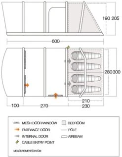 Vango Aether Air 450XL Opblaasbare Tent - 4 Persoons -Kampeeruitrusting 1900 1514 aether air 450xl floorplan 01