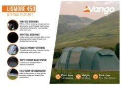 Vango Lismore 450 Tunneltent - 4 Persoons - Groen -Kampeeruitrusting 1900 1783 lismore 450 package 4