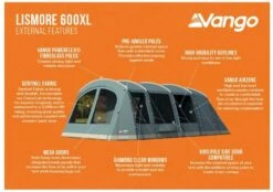 Vango Lismore 600XL Tunneltent - 5 Persoons - Groen -Kampeeruitrusting 1900 1783 lismore 600xl package 2