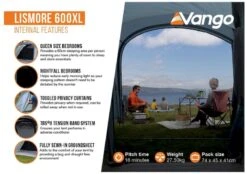 Vango Lismore 600XL Tunneltent - 5 Persoons - Groen -Kampeeruitrusting 1900 1783 lismore 600xl package 3