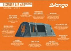 Vango Lismore Air 450 Opblaasbare Tunneltent - 4 Persoons - Groen -Kampeeruitrusting 1900 1783 lismore air 450 package 3
