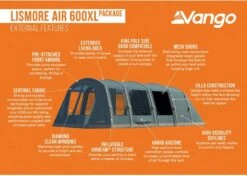 Vango Lismore Air 600XL Opblaasbare Tunneltent - 5 Persoons - Groen -Kampeeruitrusting 1900 1783 lismore air 600xl package 3