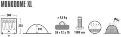 High Peak Monodome XL Koepeltent - 4 Persoons - Pearl -Kampeeruitrusting 370 1200 4001690103121.pt01
