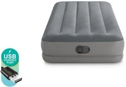 Intex Prestige Mid-Rise Luchtbed - Eenpersoons - Ingebouwde Elektrische Pomp -Kampeeruitrusting 833 1200 intex twin prestige mid rise luchtbed 1 persoons 1