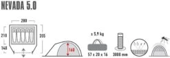 High Peak Nevada 5.0 Koepeltent Met Luifel - 5 Persoons -Kampeeruitrusting 900 2483 4001690102094.pt01