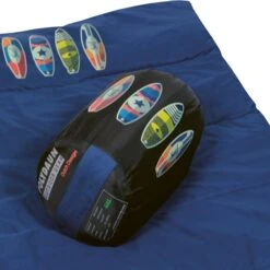 Polydaun Beach House Junior Kinderslaapzak - Surfbord -Kampeeruitrusting beach house surf detail